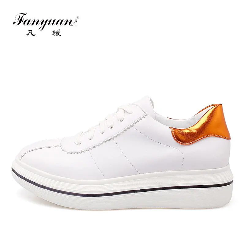 

Fanyuan Spring Casual Shoes Women Lace Up Platform Vulcanize Shoes Woman Creepers Mixed Female Soft White Flats mocasines mujer
