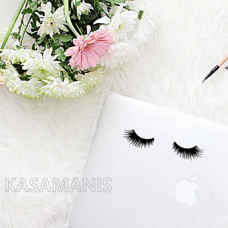 cute eyelashes decal laptop decor