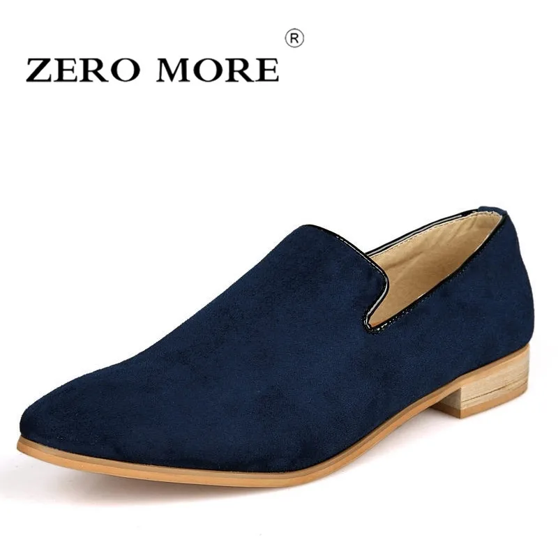 

ZERO MORE Soft Faux Suede Pointed Toe Slip On Shoes Men Casual Italian Fashion Mens Shoes Casual Luxury Loafers Flock Drivings