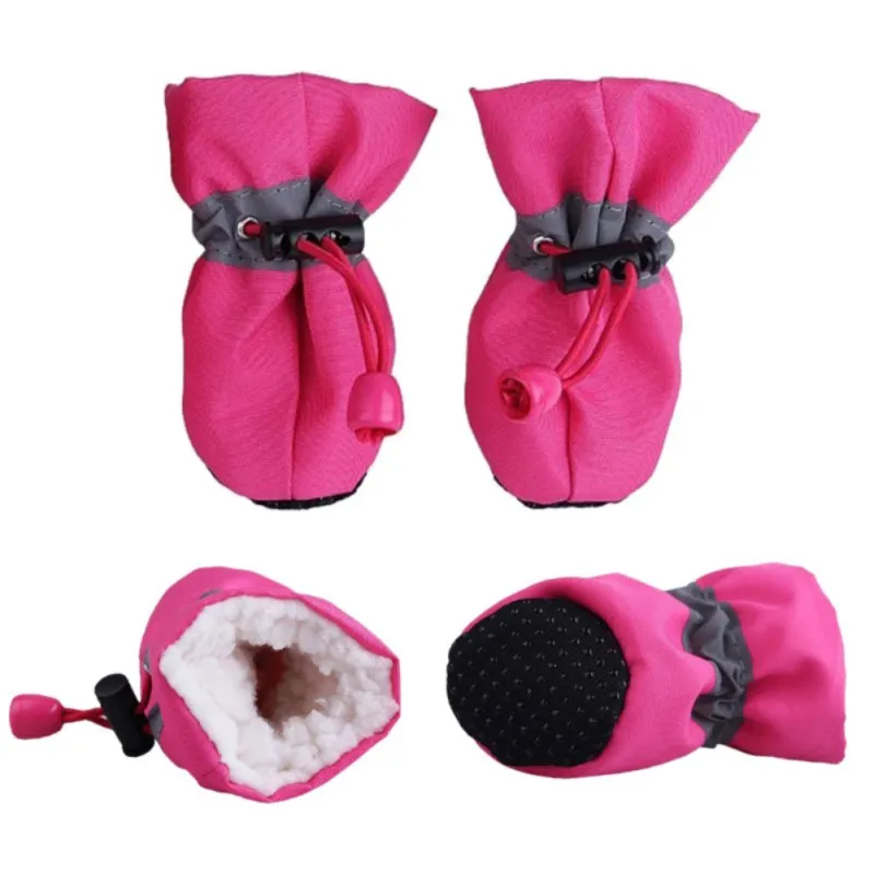 

4pcs Waterproof Winter Pet Dog Shoes Anti-slip Rain Snow Boots Footwear Thick Warm For Small Cats Dogs Puppy Dog Socks Booties