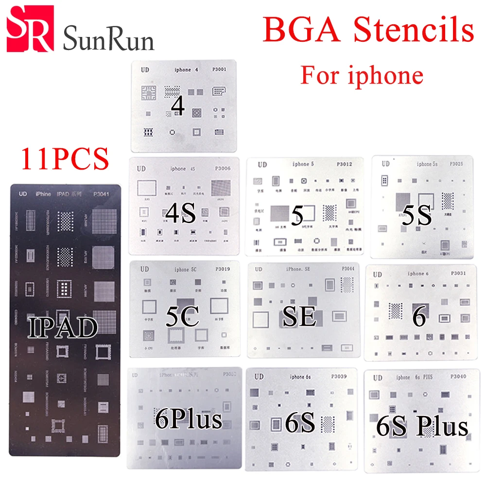 11 шт./лот высокое качество полный набор BGA трафарет dedicate kit для iPhone 4 4S 5 5S 5c 6 6+ 6s 6s+ SE iPad