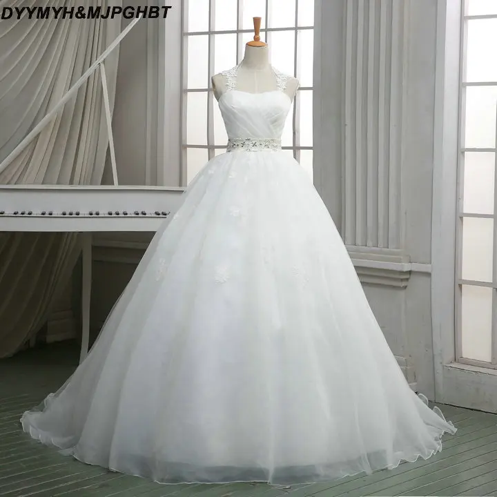 Halter Ball Gown Wedding Dresses With Cryatal Sash Detachable Cape