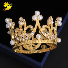 Xinyun девочки маленькая тиара Глод Корона 5 см Dia принцесса на день рождения для волос Корона цветок девушка головной убор украшения для волос Coroa De Princesa