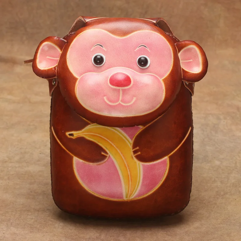 Leather Hand Shoulder Slung Female Bag Planted Suede Cute Monkey