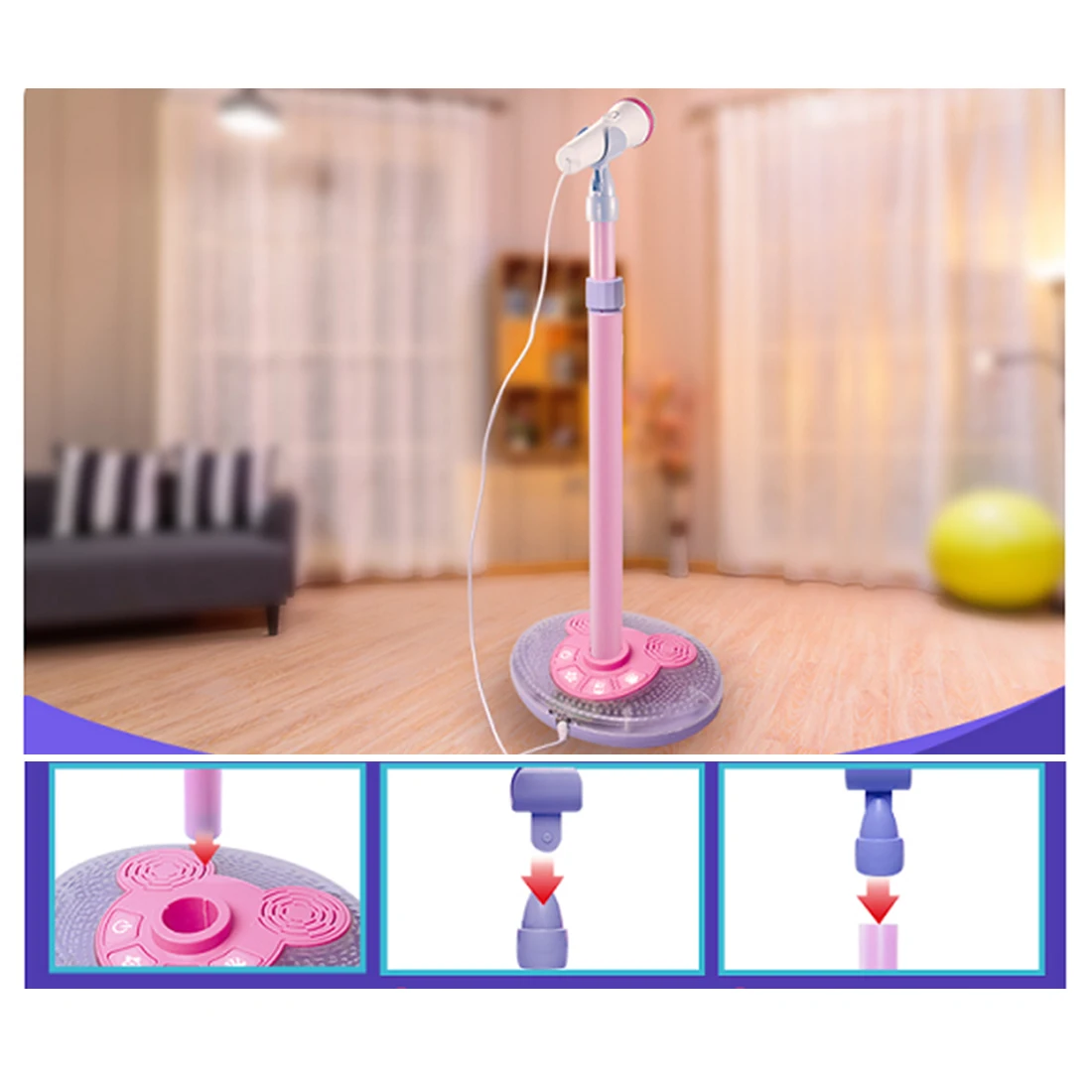 Brinquedo com Efeito de Luz Brinquedos para o Miúdo Crianças Karaoke Carrinho Microfone Ajustável Legal Música Aprendizagem Precoce Educação 20 Brinquedos e hobbies