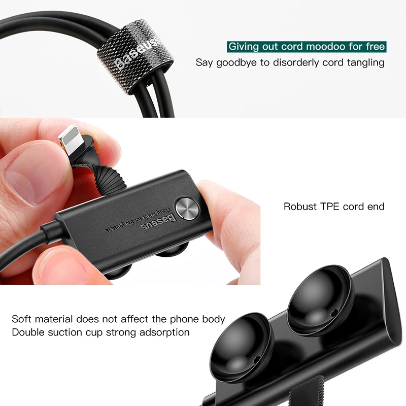 Baseus Saugnapf Spiel USB Kabel Für iPhone Xs Max Xr X 8 7 6 6s 5 5s se 2.4A Schnelle Lade Ladegerä