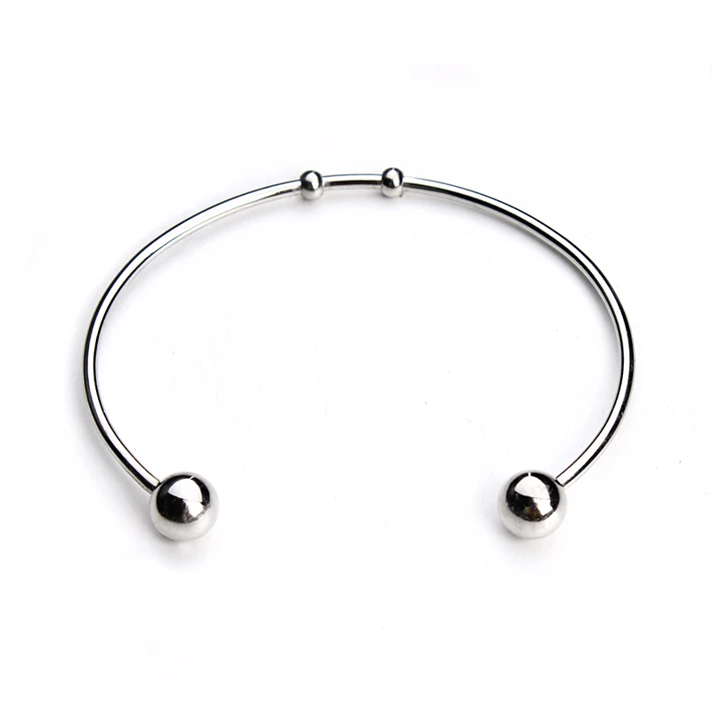 2pcs/lot Stainless Steel Adjustable Cuff Bangle Bracelets Blanks Silver