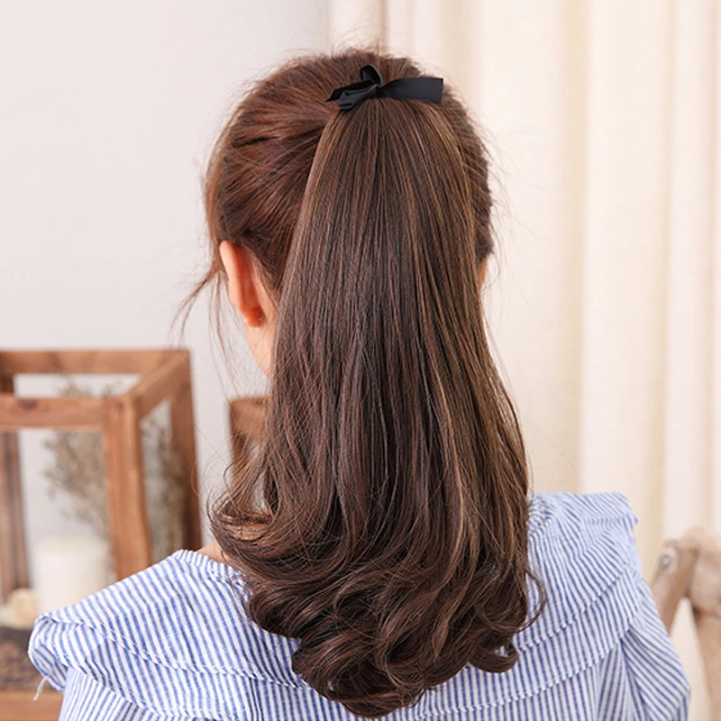 

AOSIWIG 22" Long Lady Girl Curly Ponytail Wigs Pony Hair Hairpiece Extension synthetic clips in hair ponytails hairpieces