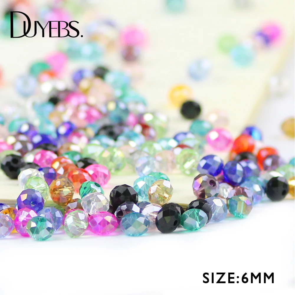 

DUYEBS 6mm 50pcs Faceted Flat Round Shape Upscale Loose Beads Glass Ball Austrian Crystals Bracelet Necklace Jewelry Making DIY