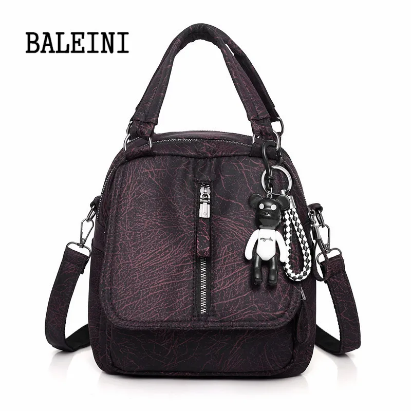 

BALEINI PU leather Women Backpack Simple Casual Schoolbag Medium Size Daypack Girl's Daily Bag Vintage Mochila Casual Rucksack