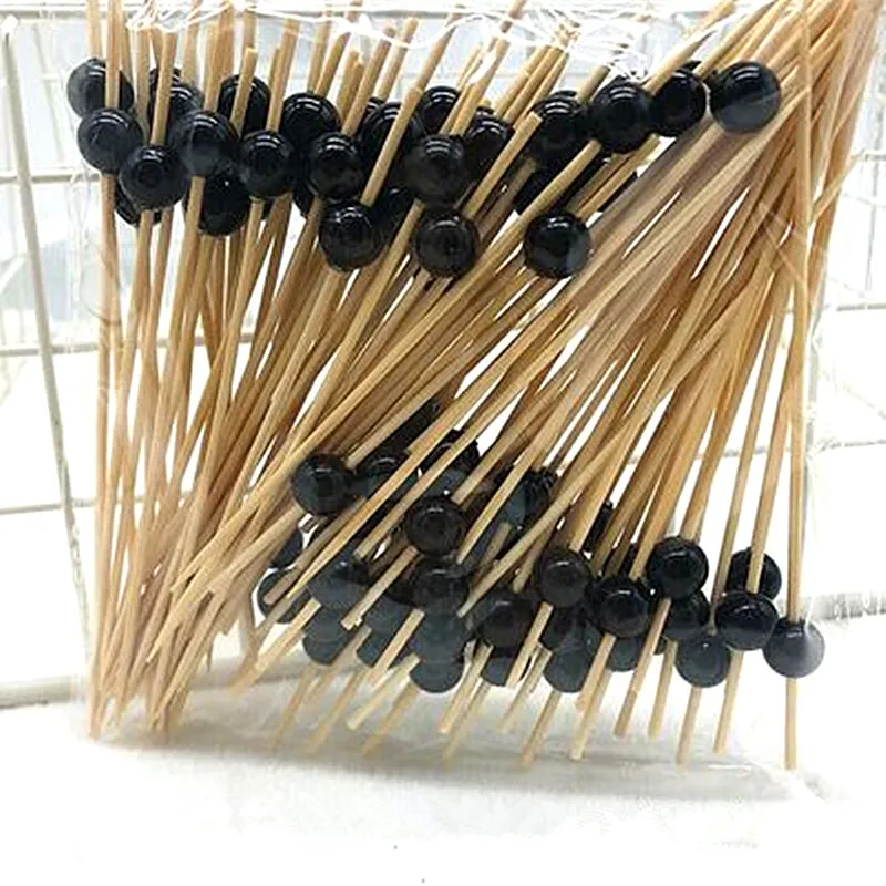 

XUNZHE 100Pcs 12cm Black pearl Fruit Fork Sticks Buffet Cupcake Toppers Cocktail Forks Wedding Festival Decorations Birthday
