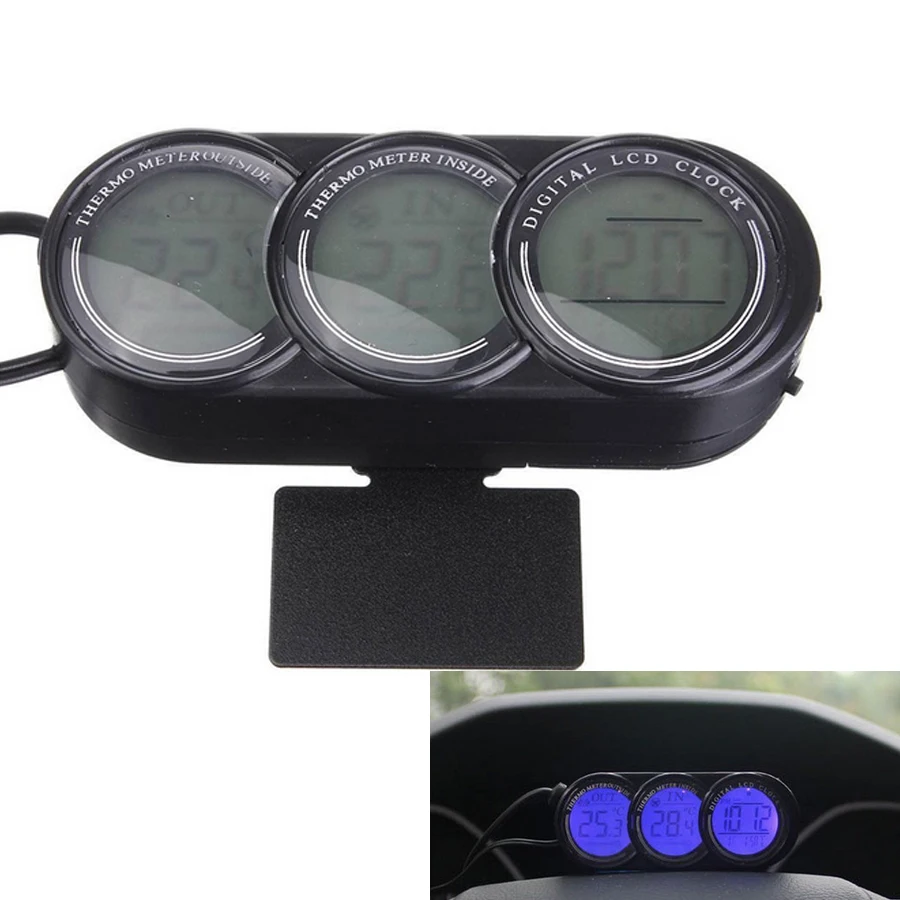 

Mini Multi-function Car Indoor/Outdoor Temperature Guage Clock LED Backlight 12V