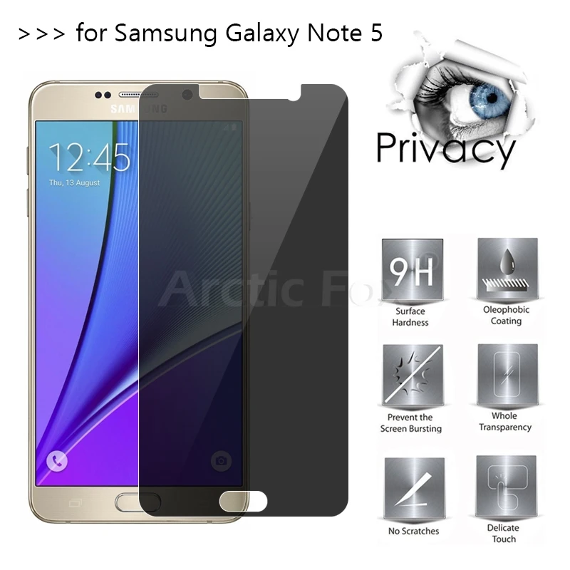 

Top Quality 2.5D Arc Edge Anti-Spy Privacy Tempered Glass For Samsung Galaxy Note 5 Screen Protector Film Guard Cover Shield