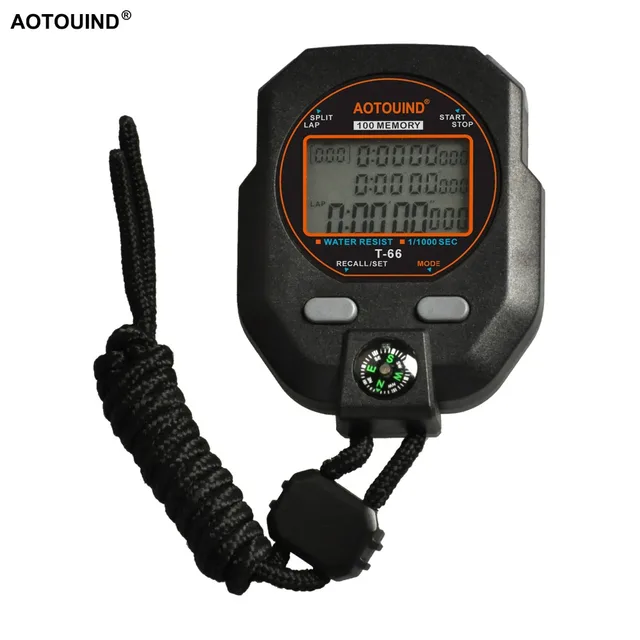 Professional Stopwatch with Accuracy 1/1000 Seconds 3 Rows 100 Laps