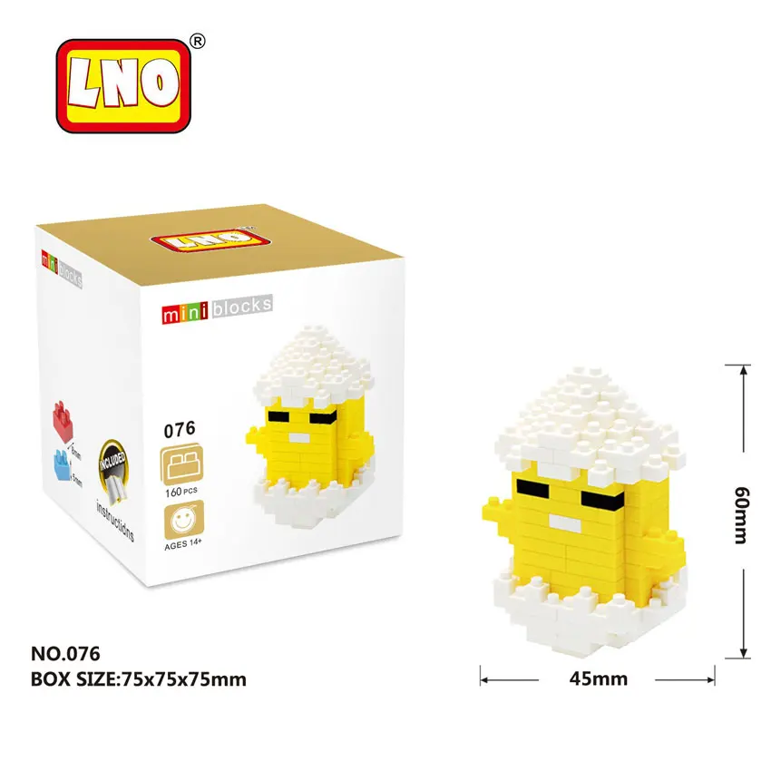 LNO японское аниме Gudetama 3D модели алмазные Строительные кирпичи Lazy eggs Yolk детские игры игрушки в сборе мини блоки фигурки - Цвет: 076 with box