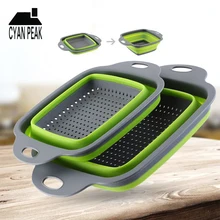 2 unids/set fruta plegable LAVADO DE VEGETALES escurridor filtro portátil de silicona colador plegable escurridor herramientas de cocina