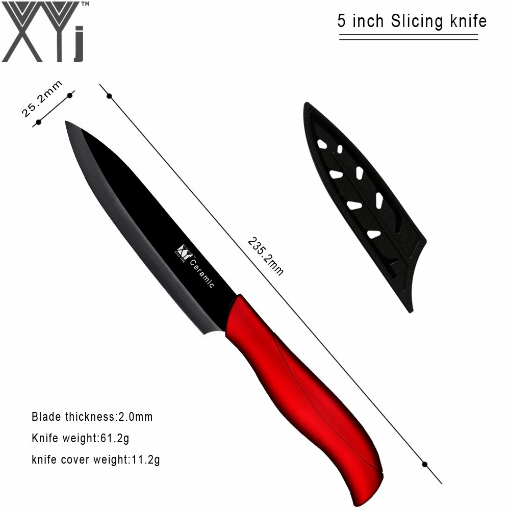 XYj абсолютно год кухонные инструменты набор керамических ножей год " Универсальный 5" Нож для нарезки " нож шеф-повара и черное лезвие+ красная ручка