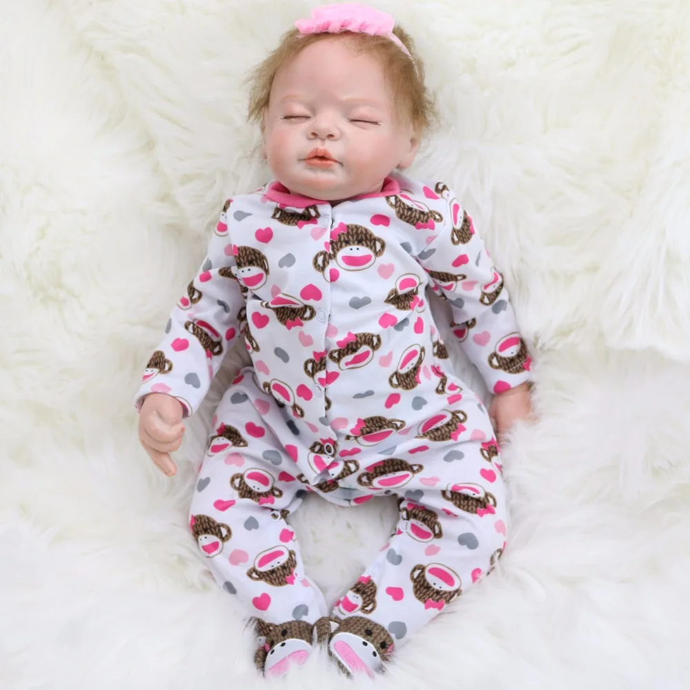 

Pursue 22"/55cm Children House Play Vinyl Silicone Sleep Reborn Baby Girl Doll Toys for Children Fashion Birthday Christmas Gift