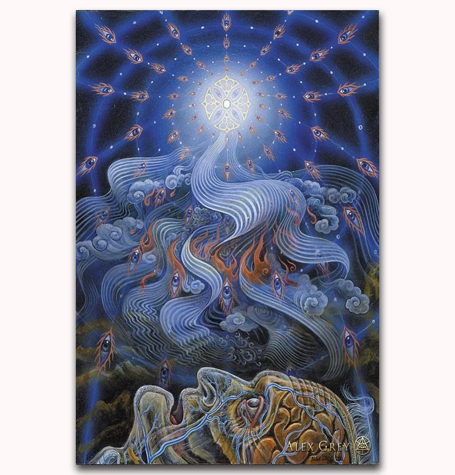 

MQ1107 Alex Grey Psychedelic Trippy Visual Mind Hot New Art Poster Top Silk Light Canvas Home Decor Wall Picture Printings