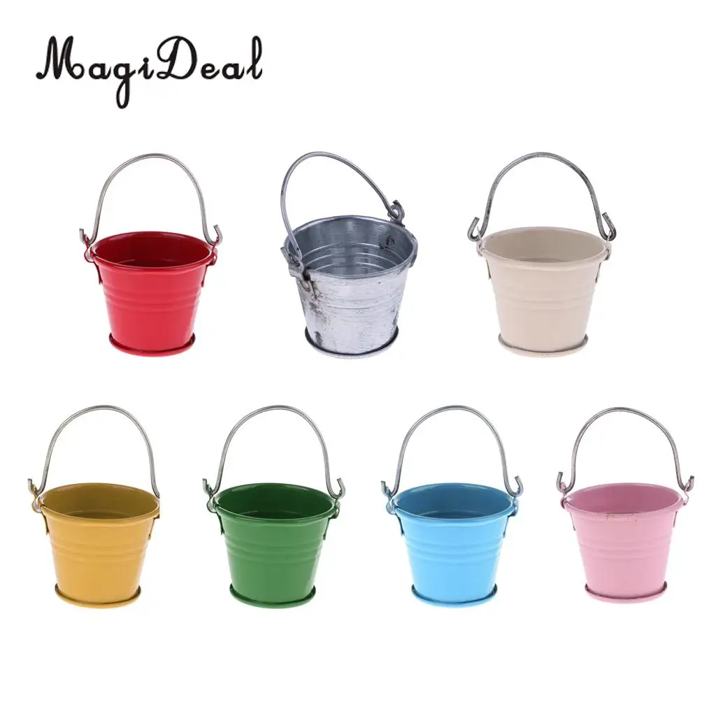 New Arrival 1/12 Scale Dollhouse Miniature Kitchen Garden Water Bucket Pail Furniture Decoration Accessory 7Colors