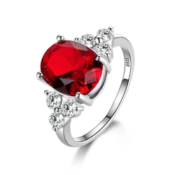 Exquisite S925 Silver Women's Ring with Olive Green Zircon and Multicolor Gemstones - Luxury Fashion Jewelry Gift - 5 (Red)