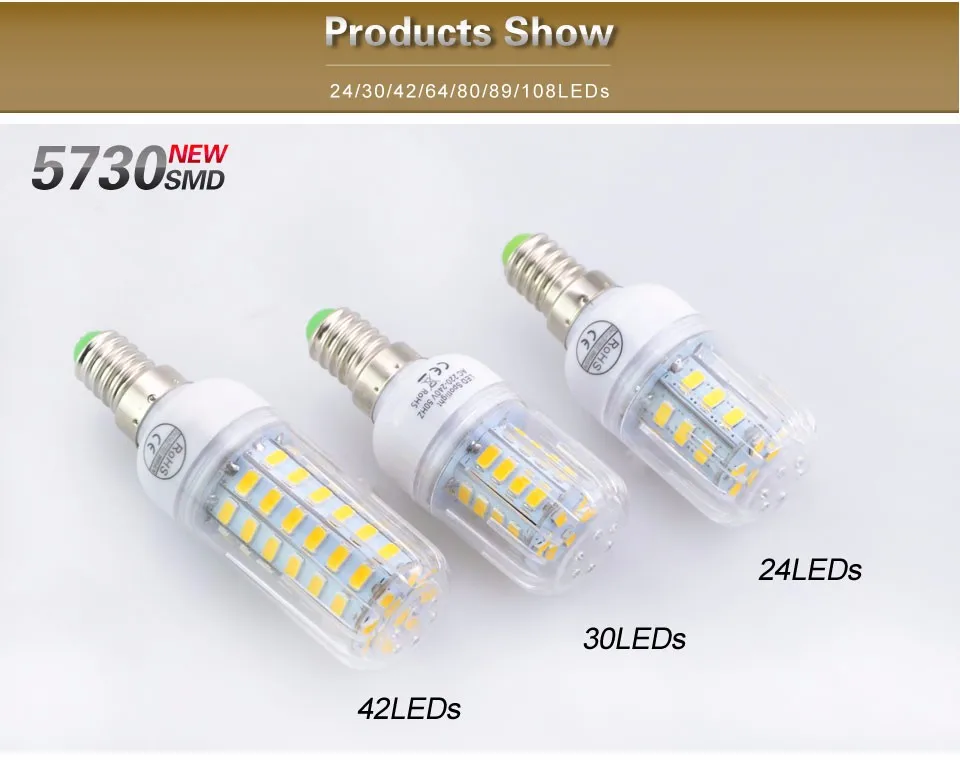 Высокая Мощность E14 5730SMD серия CFL10W-35 W Светодиодный прожектор 24-89Leds лампа больше яркости чем 2835/3014/5630/5050SMD1PCS