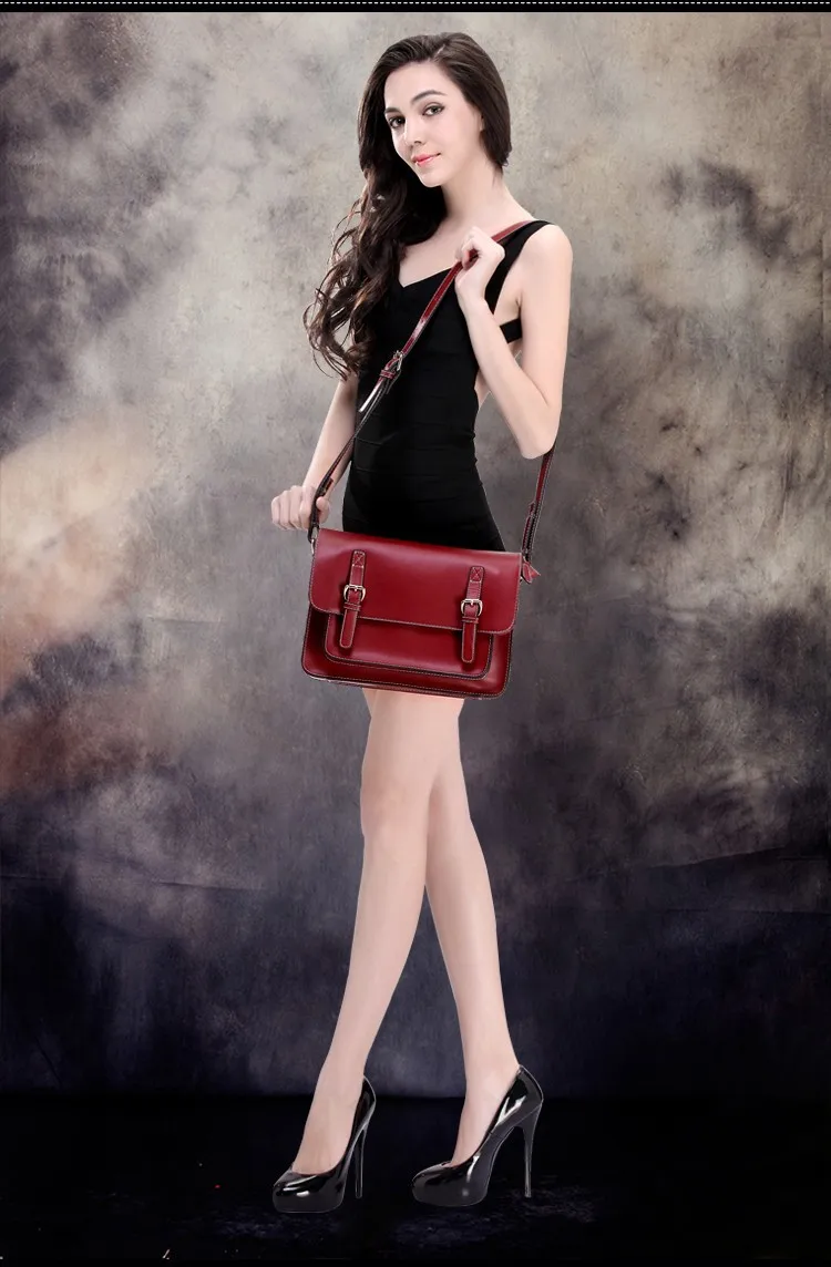 Винтажная сумка-мессенджер из натуральной воловьей кожи в консервативном стиле, женская сумка на плечо с клапаном, магнитная застежка на пуговицы, 2 размера