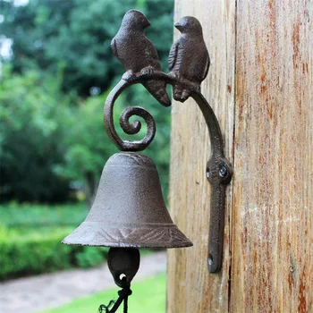 Cast Iron Dinner Bell Love Birds Distressed Brown Doorbell Outdoor Dinner Bell Love Birds Distressed Brown