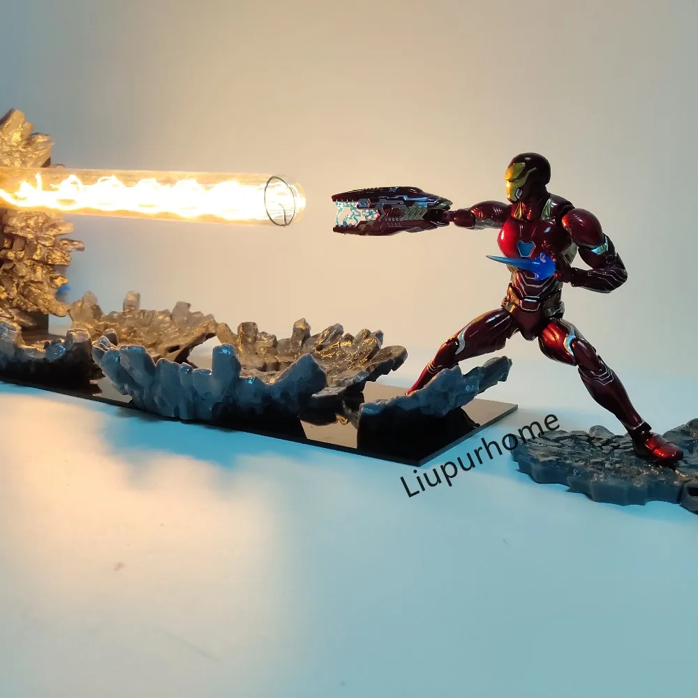 Lampara Мстители Endgame Железный человек MK50 лазерная пушка светодиодный светильник аниме настольная лампа фильм Avangers 4 Железный человек Endgame Lamparas