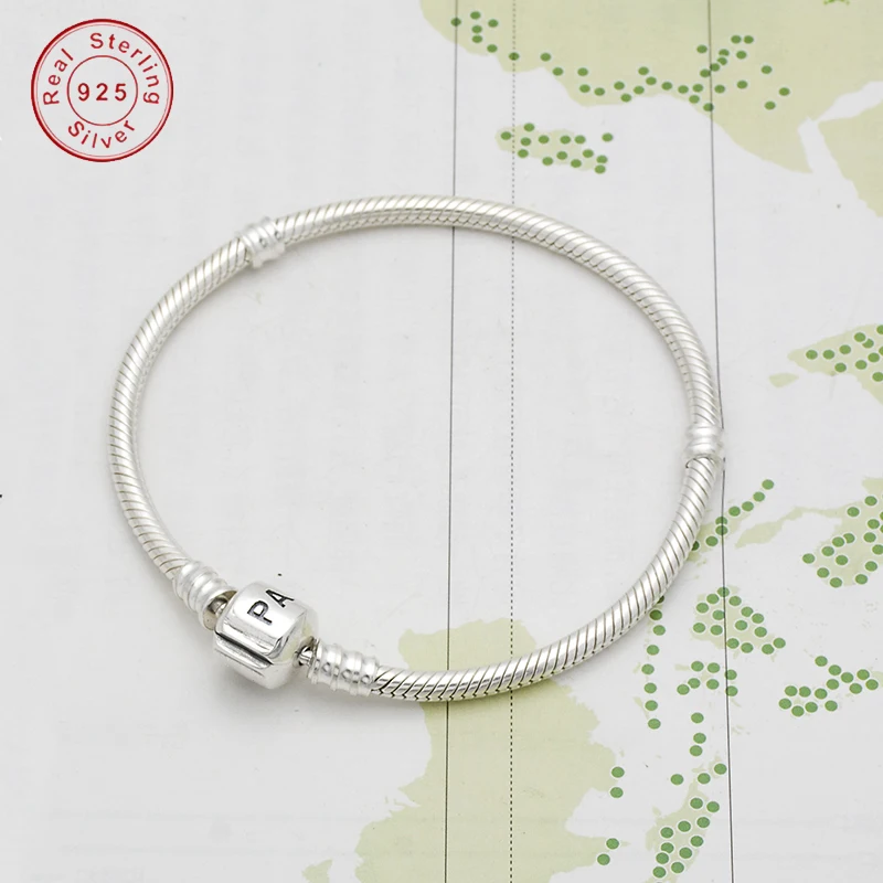 

100% 925 Sterling Silver snake chain BRACELET Charms bead for women Bracelet DIY bracelet snake chain fashion jewelry