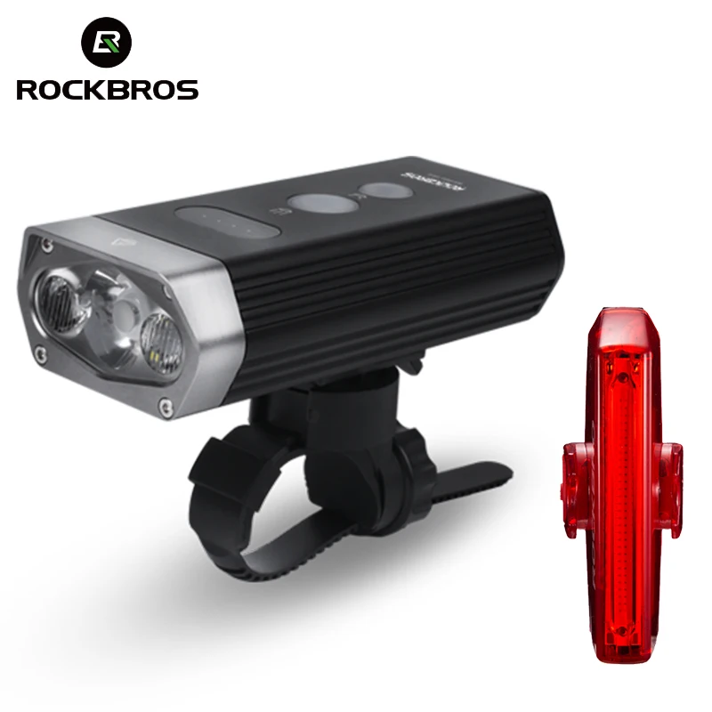 

ROCKBROS Bike Front Light Cycling Waterproof Headlight USB Rechargeable Lamp Flashlight Separate Switch Far Near Light 1800Lm