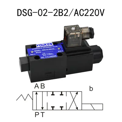 DSG-02 серия гидравлический электромагнитный двухсторонний направленный клапан одноголовый клапан 24VDC 220VAC распределительный клапан электромагнитный - Цвет: DSG-02-2B2-AC220V