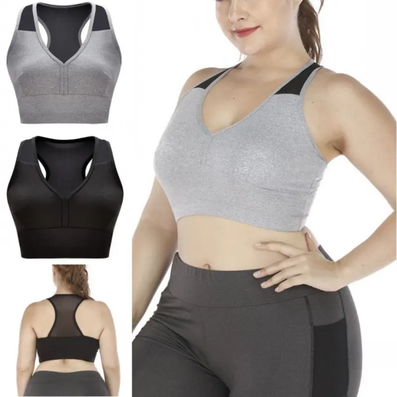 

Plus Size Top Women Zipper Sports Bra Underwear Shockproof Push Up Gym Fitness Athletic Running Yoga Sport Bra Top 5XL