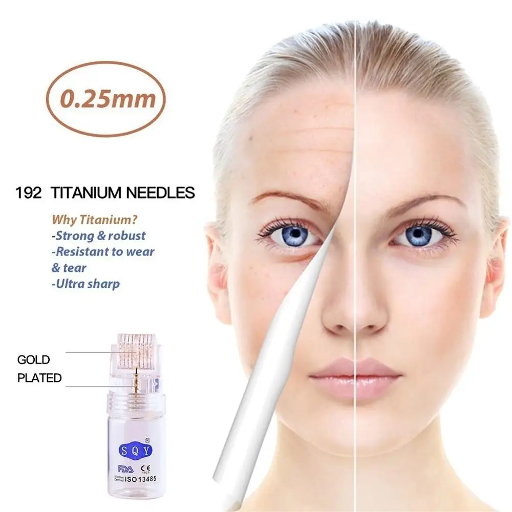 192 микро иглы Derma Roller с бутылкой титановые микроиглы для домашнего/салонного