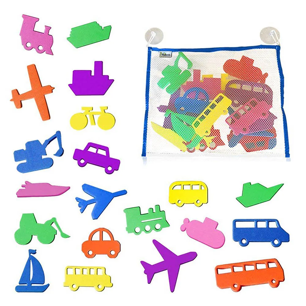 

20 Pcs Bath wall Patch Car ship Toys Summer Baby Bathroom Toys Children Swimming Bath EVA Puzzle Toy Baby Bathing Sticker
