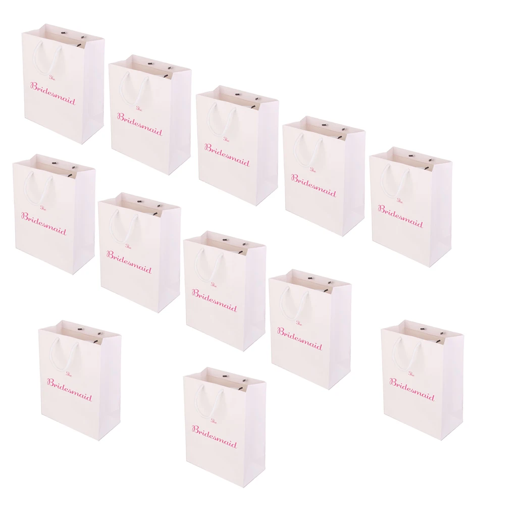 12 Pieces The Bridesmaid Printed Paper Bag Gift Favour Bag with Handle for Wedding, Bridal Shower, Hen Night Party