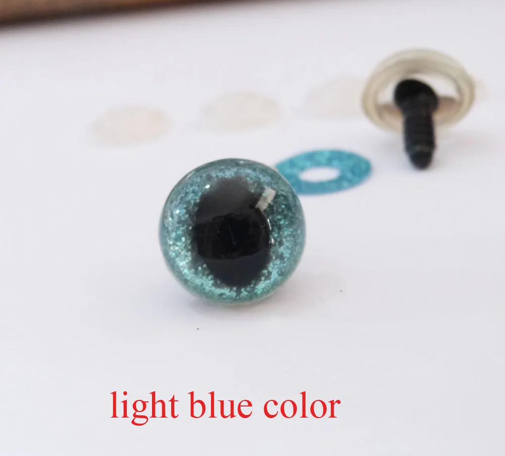 20pcs/lot 12mm  plastic clear safety toy cat eyes + glitter Nonwovens + hard washer for diy plush animal doll findings 4