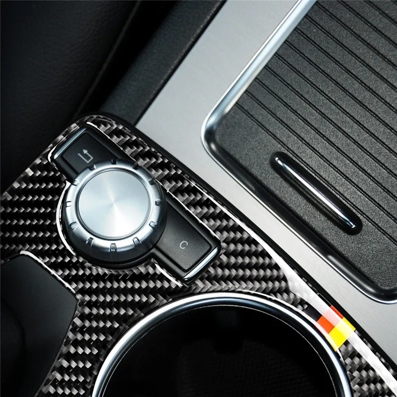 dianpo Carbon Fiber Multimedia Handrest Panel Cover Sticker Replacement for Mercedes Benz GLK 2008-2015 