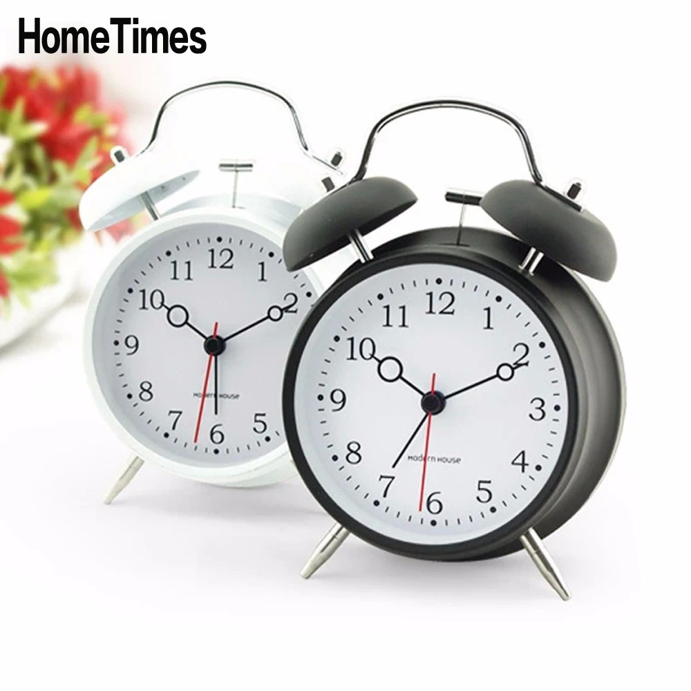 Vintage 3D Metal Jow Alarm Clock Double Bell Desk Clocks Twin Ring