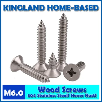 

GB846 M6 Cross Recessed Phillips Countersunk Flat Head Self-tapping Wood Screws For Laptop 304 Stainless Steel LD010