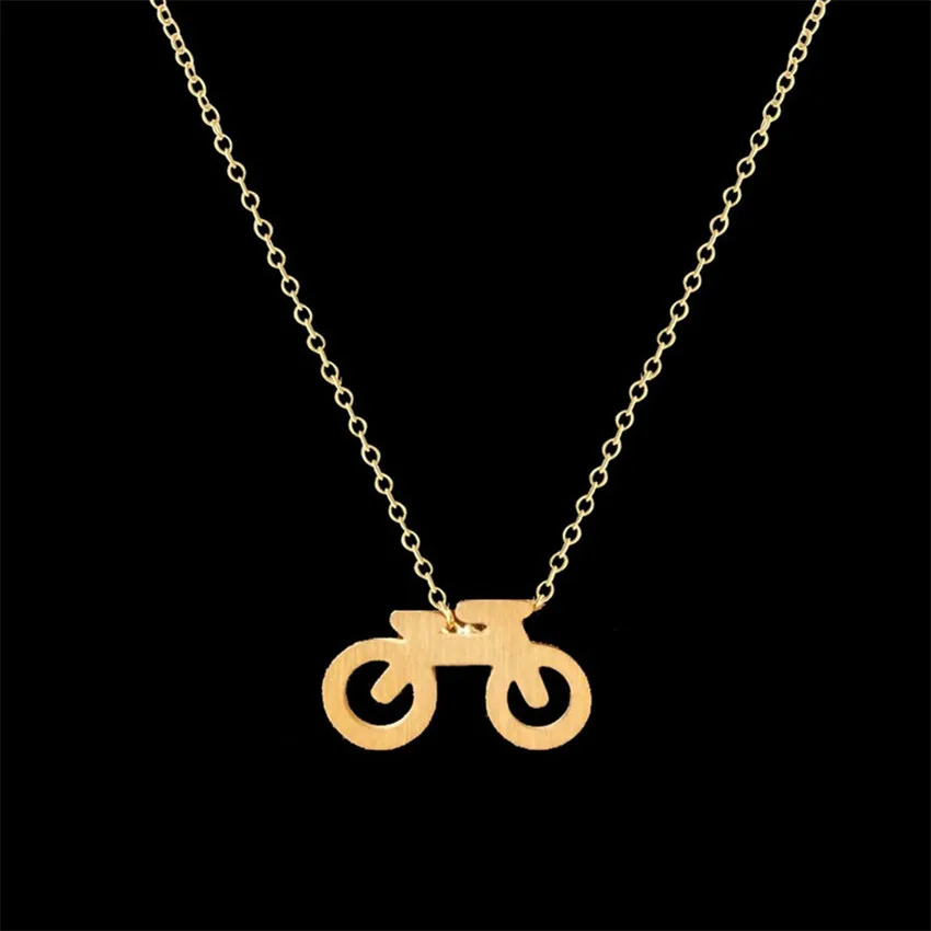 Classic Gold Color Tiny Bike Pendant Necklaces Stainless Steel Silver Chain Choker Necklace For