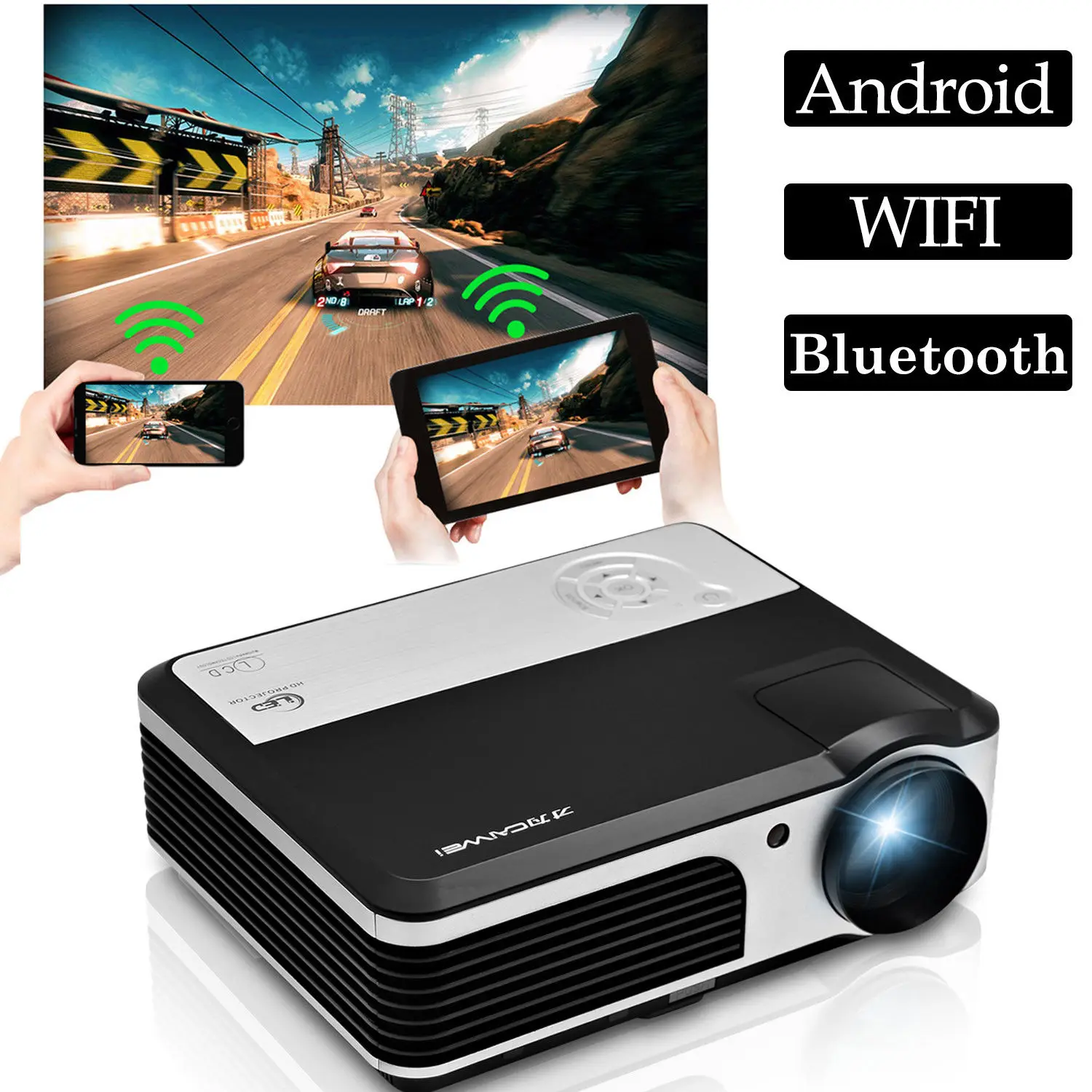 LCD LED Android WIFI Home Cinema Projector Bluetooth Mobile Full HD