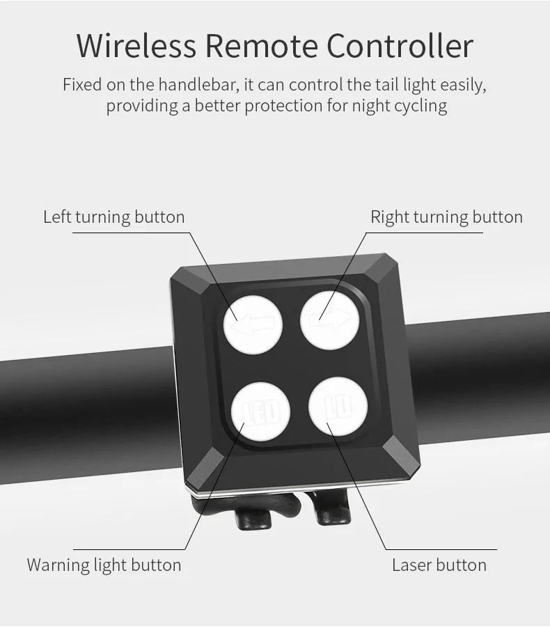 Беспроводной умный велосипедный светильник с дистанционным управлением, водонепроницаемый задний светильник, крепление на сиденье велосипеда, светодиодный Предупреждение ющий задний светильник, поворотная сигнальная лампа