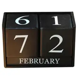 Винтаж деревянный календарь украшения офиса DIY годовой планировщик календари магазины украшения (черный)