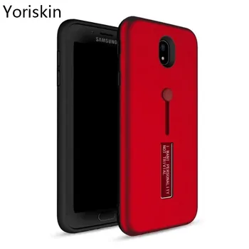 

New Hybrid PC + TPU Stand Phone Case For Samsung Galaxy J7 J730 J7 Prime With Retractable Ring Bracket Soft Silicone Back Case