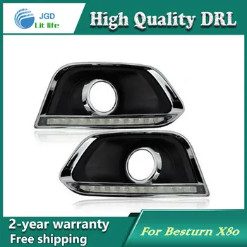 

Free shipping ! 12V 6000k LED DRL Daytime running light case for Besturn X80 Fog lamp frame Fog light Car styling