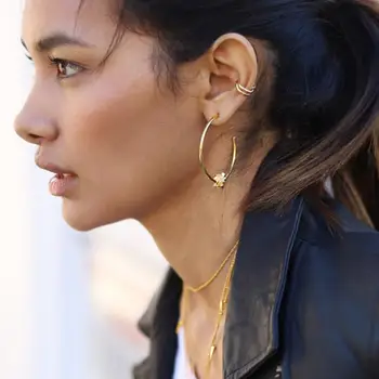 

Gold Clip-on Earrings No Pierced Non-piercing Earcuff Ear Clip Earrings Without Piercing 925 Sterling Silver Irregular Ear Cuff