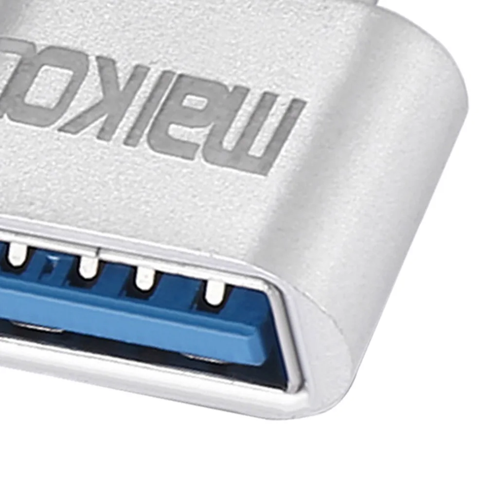 1 Piece Portable USB 3.0 to USB Type C Adapter OTG Connector for All Type-C Devices Silver 19x18x8mm