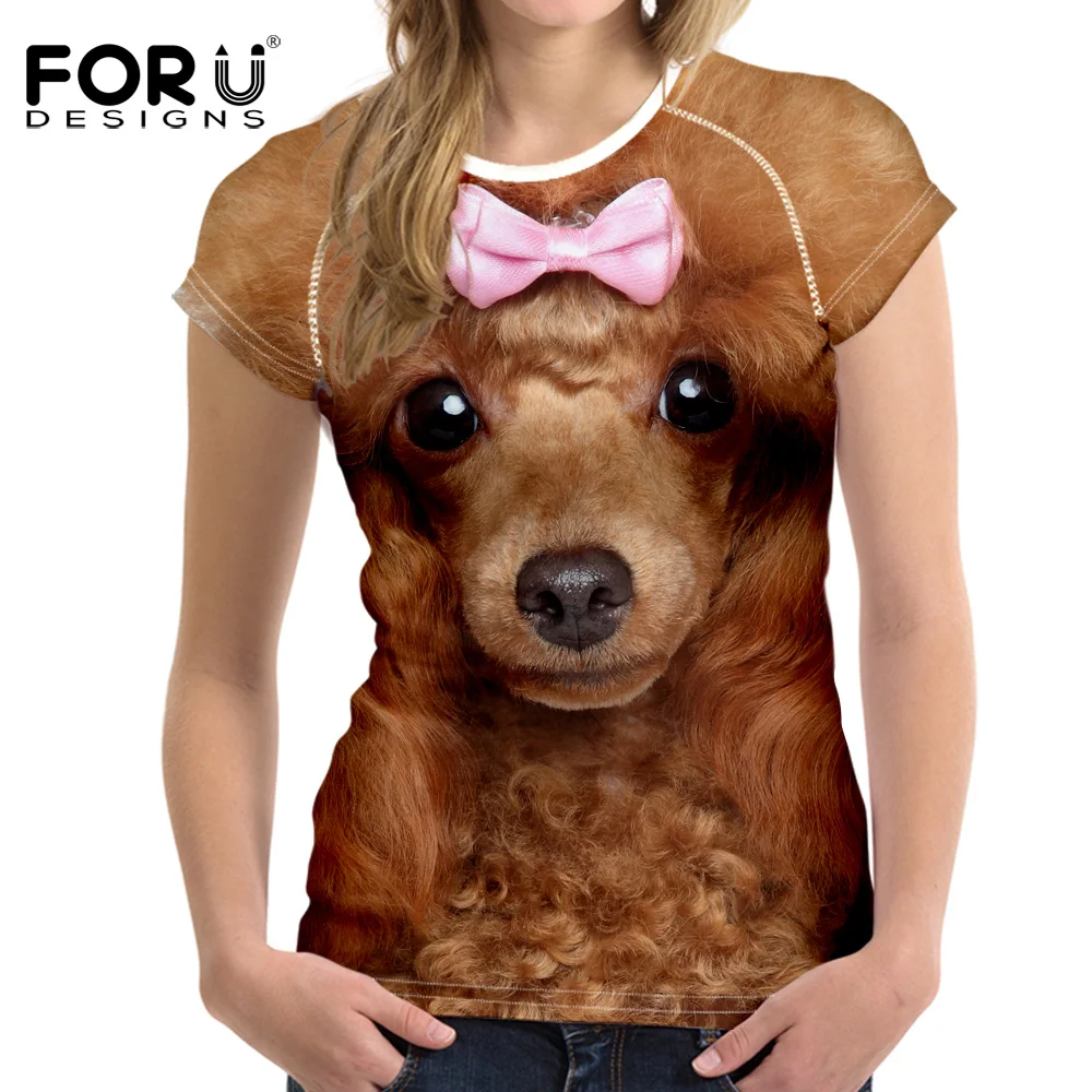 FORUDESIGNS Female T shirt Fashion Women 3D Harajuku Yorkshire Dog