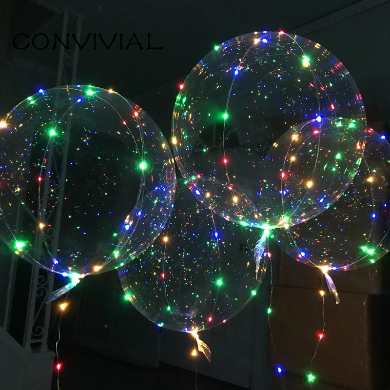 18/24 Inch Luminous Led Balloon LED Transparent Balloon String Lights